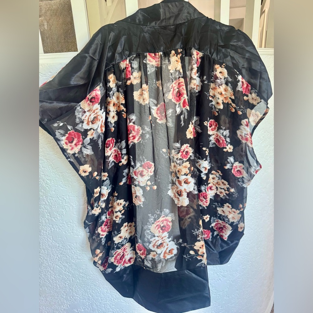 Sheer floral kimono coverup jacket XL, NWOT
